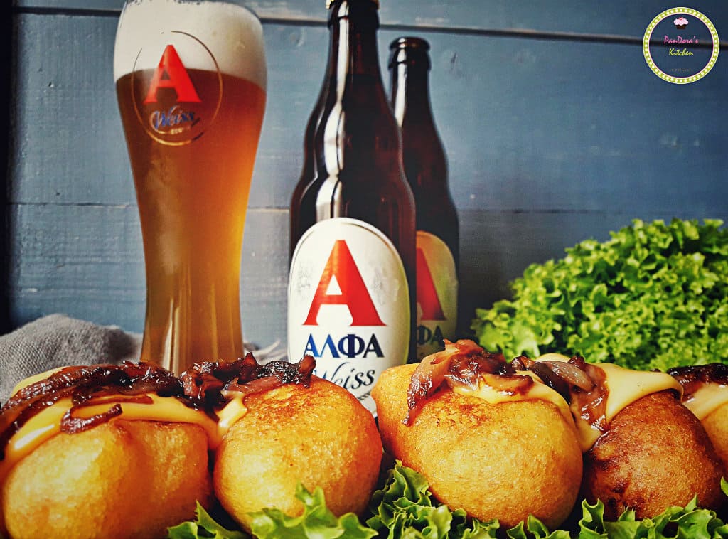 corn dog-beer-alfa-beer-alfa beer-finger food