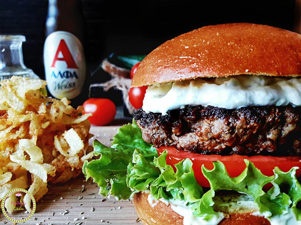 Ανατολίτικο burger-ΑΛΦΑ weiss-Αθηναική ζυθοποιεία-burger-μπύρα